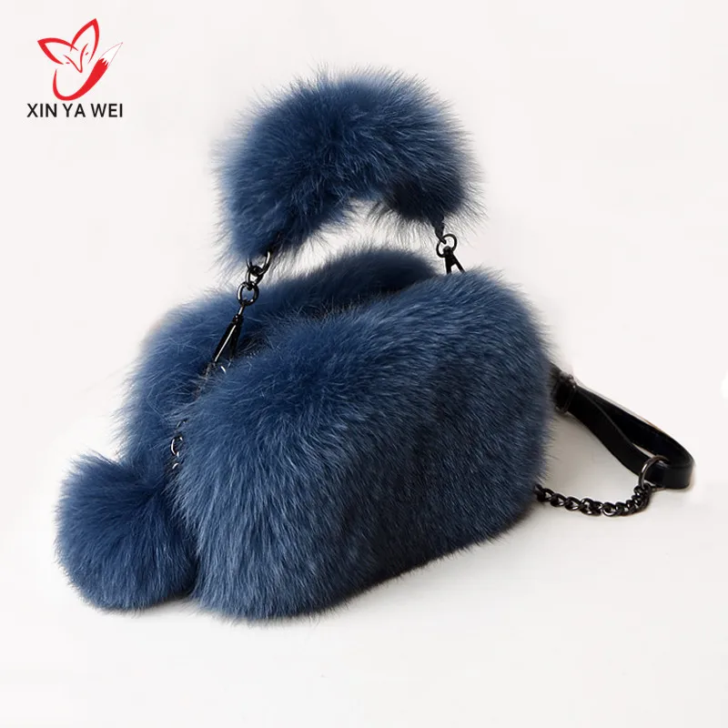 Женская сумка из натуральной лисицы теплая зимняя женская модная на плечо