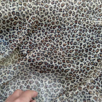 

Summer Silk Leopard Chiffon Fabric Soft 8mm Silk Gold Thread Jacquard Sexy Wild Dress Scarf Fabric