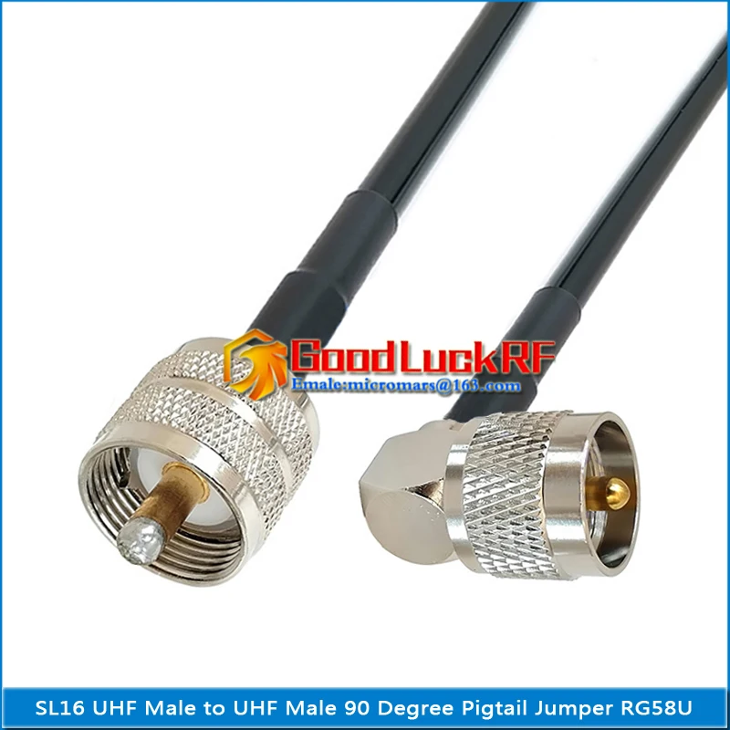 Двойной SL16 UHF штекер-UHF штекер под прямым углом 90 градусов соединитель косичка