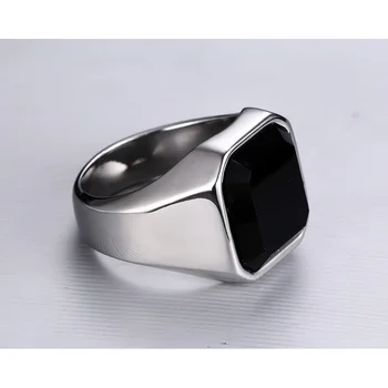 

New Trendy Geometric Bohemian Black Crystal Inlaid Ring Men's Ring Fashion Metal Crystal Ring Accessories Party Jewelry