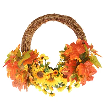 

1pc Autumn Maple Leaf Garland Lovely Fashion Cute Exquisite Delicate Maple Leaf Wreath Sunflower Door Hanging for Home