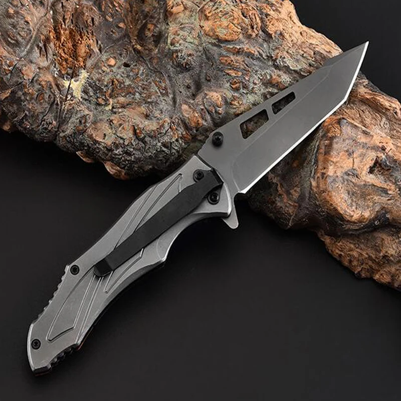 180mm 7CR15MOV Blade Knives Titanium Folding Knife Wood Handle Survival Tactical Pocket Knife Small Combat Military Knifes+ Box