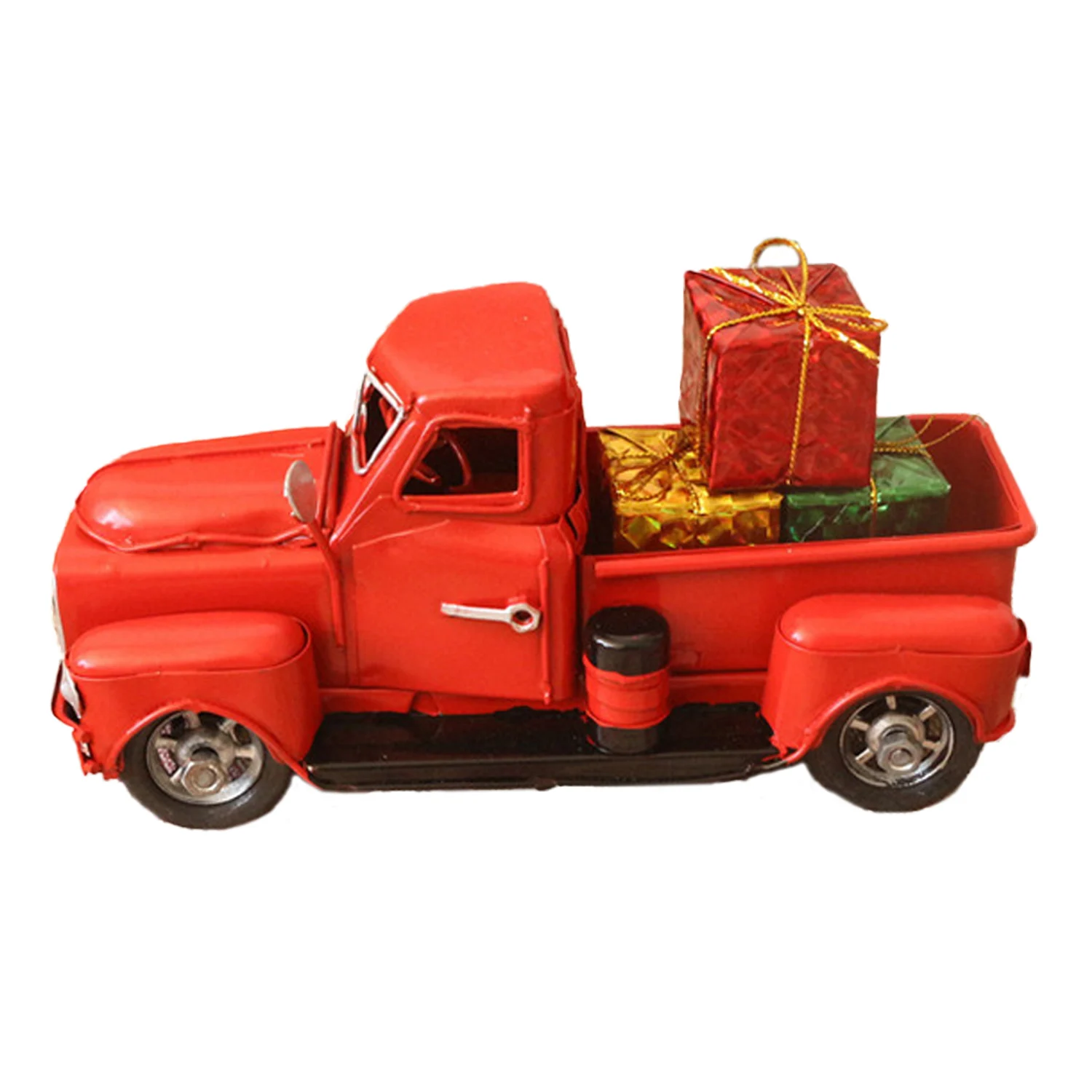 Gift Box Винтажная красная металлическая модель грузового автомобиля игрушка со съемным рождественским орнаментом для домашнего офиса для праздников и вечеринок украшения Рождественские подарки - Цвет: Gift Box