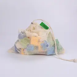 Новый стиль Многоразовые производят сумки моющиеся Drawstring сетки продуктовые мешки для овощных фруктов покупок