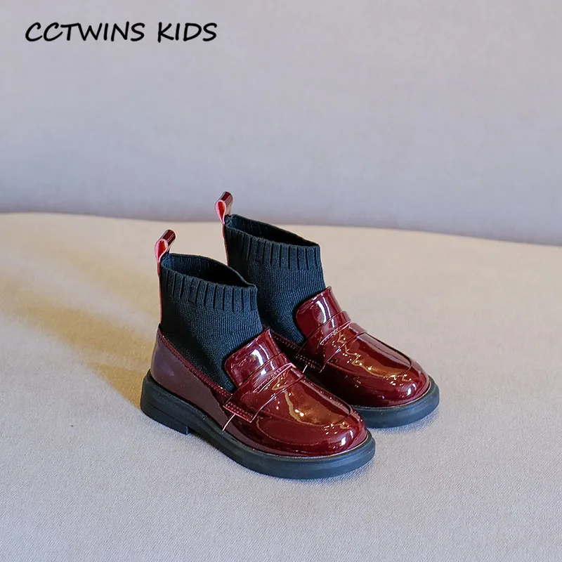 Thin Wine CCTWINS/детская обувь; коллекция года; зимние модные короткие ботинки для девочек; Детские слипоны из искусственной кожи; детские черные теплые ботинки для малышей; FB1800 - Цвет: Thin Wine
