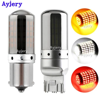 

10Pcs 1156 Ba15s T20 LED P21W W21W PY21W LED Canbus Bulbs No Hyper Flash lights Auto Car Turn Signal Parking lights 3014 144 smd