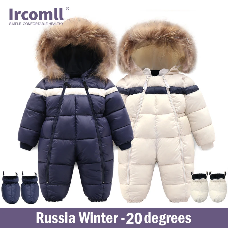 Online Nueva Rusia invierno mameluco para bebé niña espesar traje de nieve a prueba de viento cálido Mono para niños ropa niño atuendo