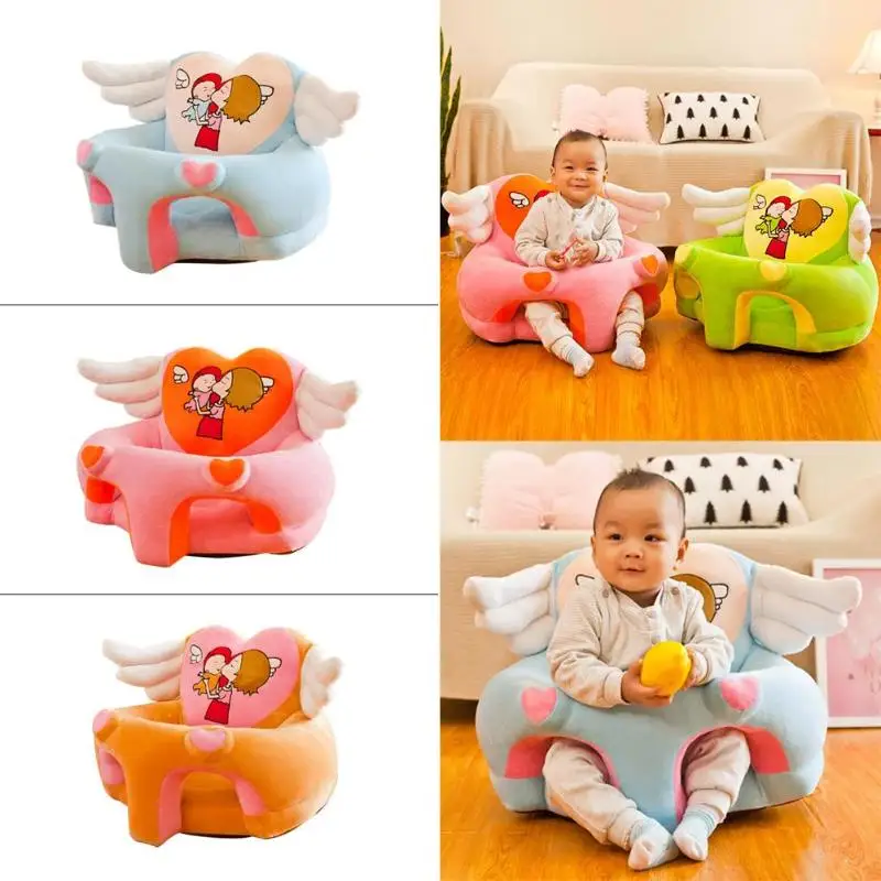 No Filler Cartoon Baby Sofa Support Seat Cover Cute Wings Learn to Sit Plush Chair Comfortable Toddler Nest Puff | - Цена: 297,92 - 828,50 руб.