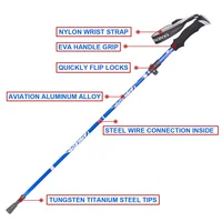 Anti Shock Walking Stick Hiking Trekking Trail Ultralight 4-section Adjustable Canes Aluminum Alloy Folding Cane Walking Sticks 2