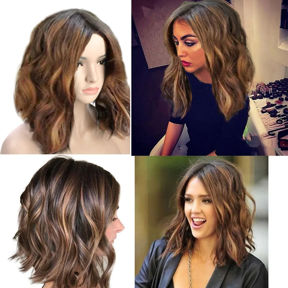 

Short Wavy Bobo Human Hair Rose net Wig Glueless Front Wigs Black Women