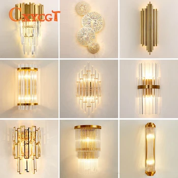 

Modern Crystal Wall Lamp Gold Sconce Lights AC110V 220V Fashion Luxury Lustre Living Room Bedroom Light Fixtures