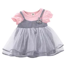 Платье из 2 предметов; платье для маленьких девочек; новое летнее платье выше колена в европейском и американском стиле; трикотажное платье для девочек; одежда