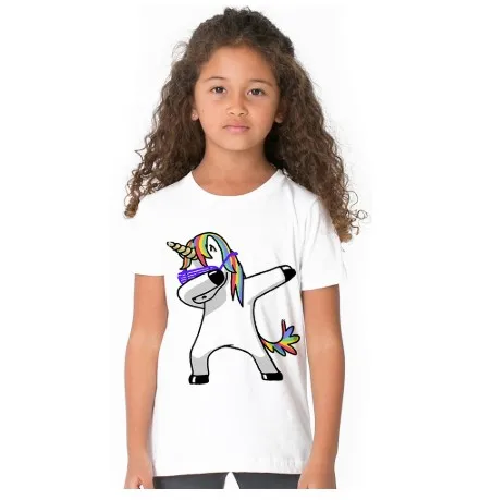 Футболка с единорогом футболки Детская летняя одежда белая футболка для