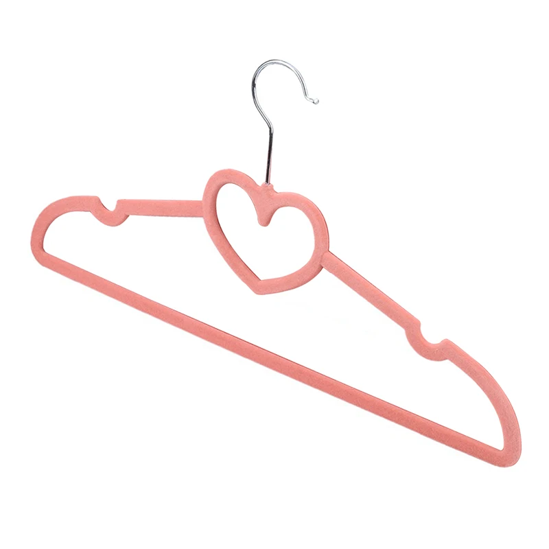 

Pack of 10 Non-Slip Ultra-Thin 360 Degree Swivel Flocked Adult Clothes Hangers with Heart Tie Bar, Notched Shoulders for Garment