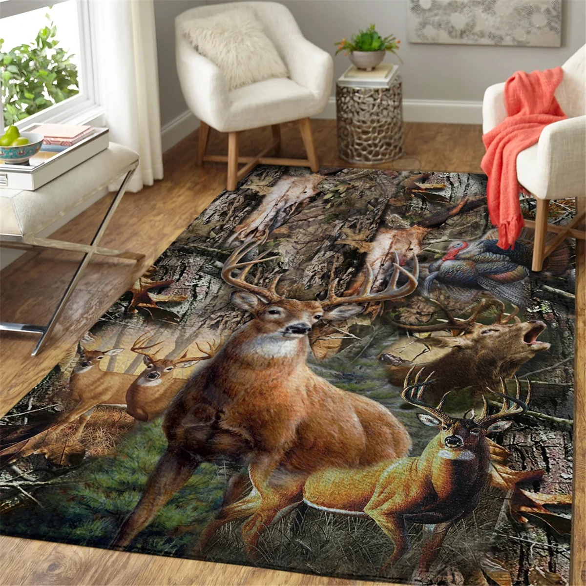 Tenture Murale Tapisserie Chasse Au Cerf - 6x4,5 Ft - Couleurs Vives