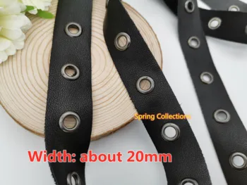 

2yard/lot Width 20mm PU fabric with Garment Eyelets Grommet Tape webbing trim tape DIY for shoes cloth Free shipping
