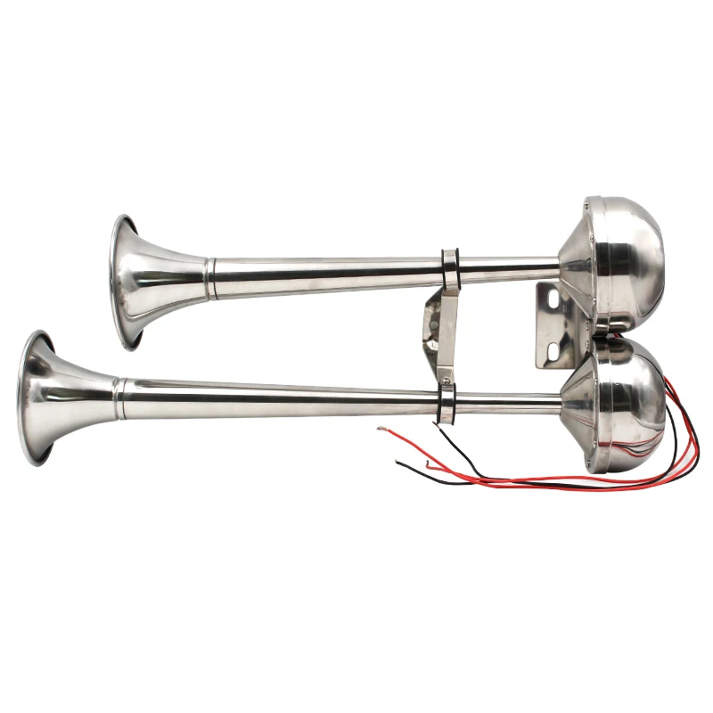 Marine Dual Trumpet Horn Boat Stainless Steel Electric Horn 18-1/2 inch 12V double/two tube horn flute horn AFI