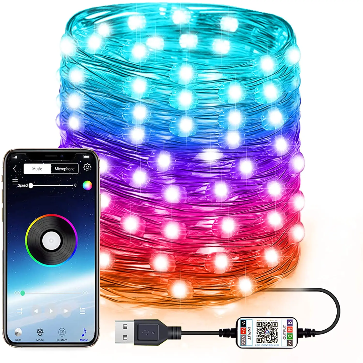 Fairy Lights Led String for Indoor Outdoor Twinkle USB Hanging Color Changing Music Sync Bluetooth APP Phone | Лампы и освещение