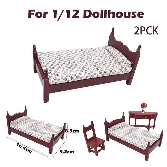 $US $11.72  2Pcs Mini Doll-house Furniture Bed Miniature Living Room Kids Pretend Play Toy