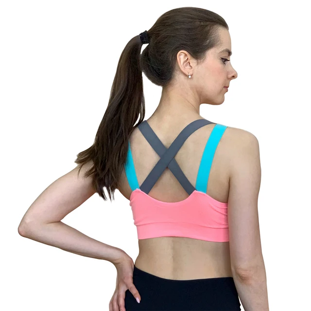 Active Wear Sexy Push Up Cross Straps Yoga Running Gym Femme Padded Underwear Crop Tops Female