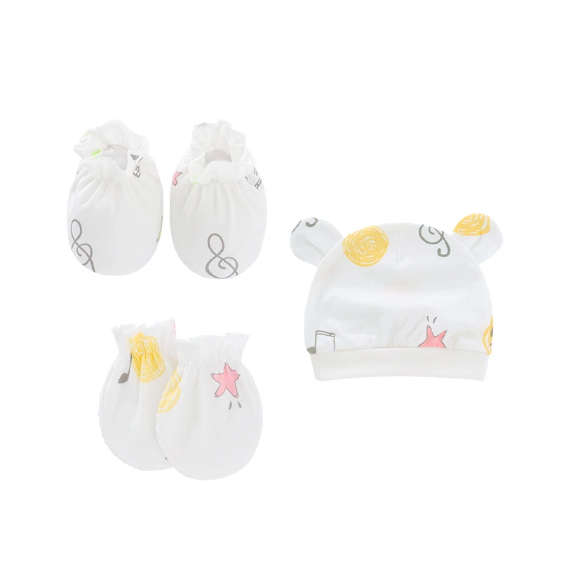 Baby Hats Infant Protection Face Anti Scratching Cotton Gloves Bunny Ear Hat Foot Cover Set Newborn Mittens Socks Beanies Caps baby accessories store near me	 Baby Accessories