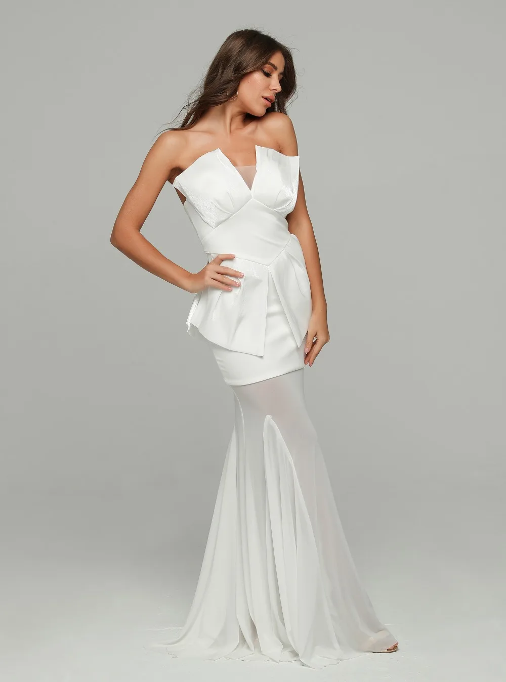 Имперское длинное прозрачное платье без бретелек с открытой спиной и сеткой, сексуальное женское элегантное вечернее платье для вечеринки, платья знаменитостей