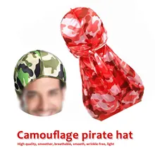 Аксессуары для волос пиратская шляпа камуфляжная Мужская шелковистая тюрбан печать мужская шелковая головной убор-Бандана напечатана с длиным хвостом головы