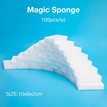 

100 pcs/lot high quality melamine sponge Magic Sponge Eraser Dish Cleaner for Kitchen Office Bathroom Cleaning 10x6x2cm