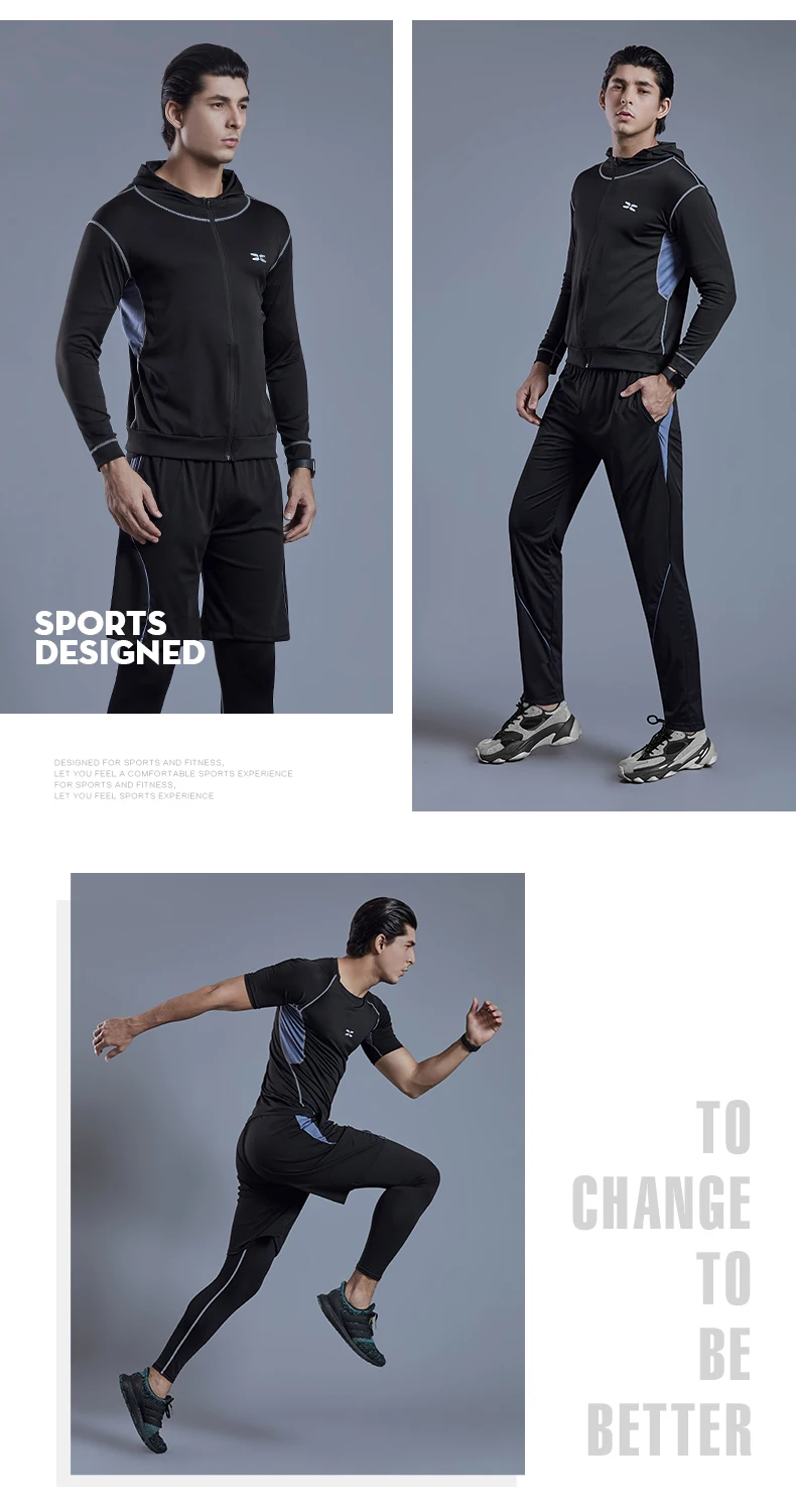 Quick Dry Running Set Men 6PCS/SET Sports Tights Wear Compression Tracksuits Gym Fitness Sportswear Basketball Jogging Underwear