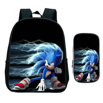 

Hot Sale Child Sonic Backpack Kindergarten Schoolbag 2pcs Set Kids Cartoon Bookbag Children Start School Gift(Rucksack+Pen Bag)