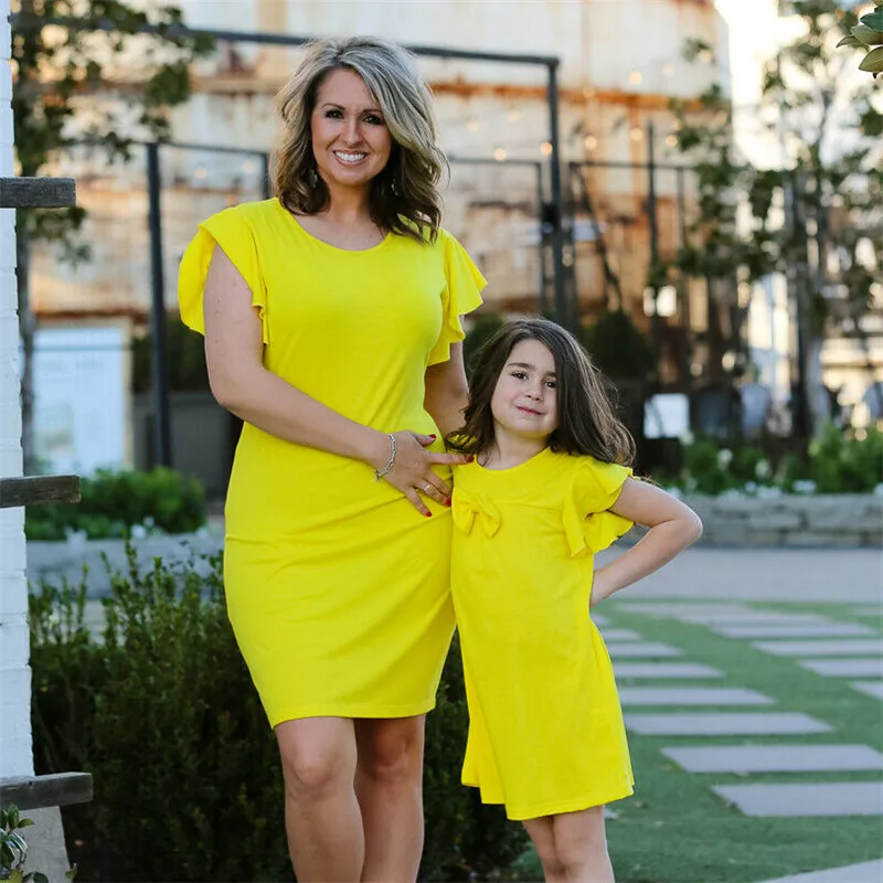 

Mother daughter dresses Family look mommy and me Matching clothes Women Girl Summer Dress Cute Lovely Plain Sundress Outfits