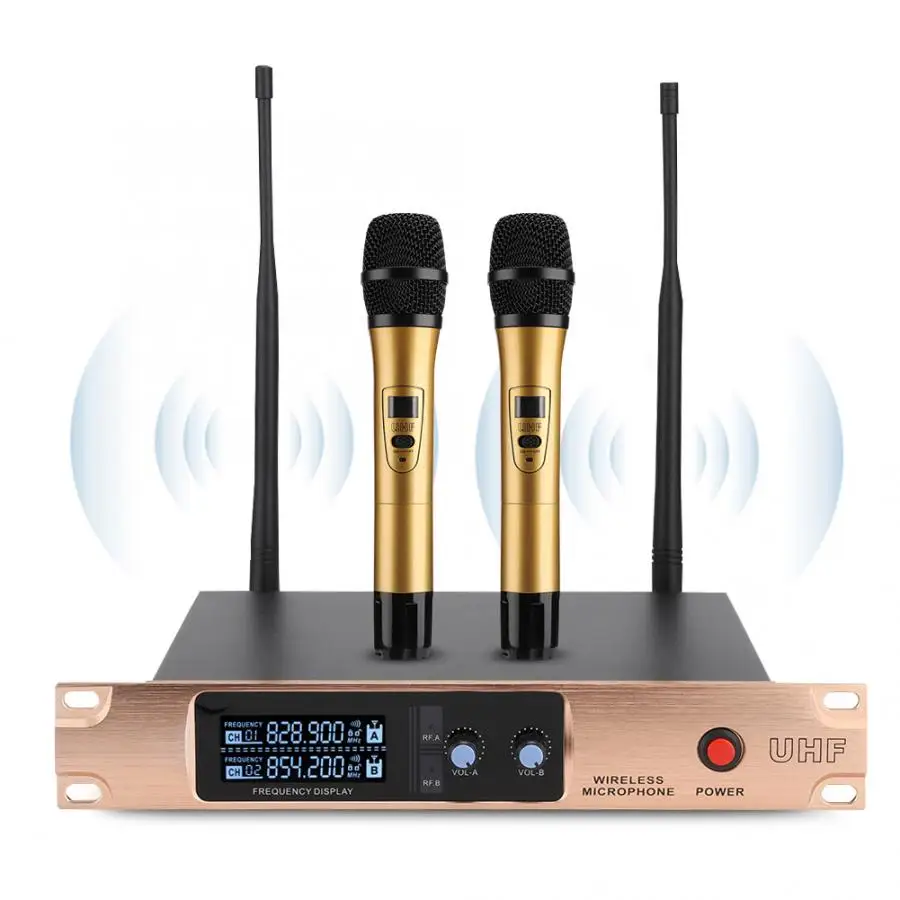 UHF двойной микрофон системы профессиональный ручной беспроводной микрофон комплект для домашней сцены караоке мобильных дискотек Mic