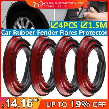 

4pcs 1.5M Universal Rubber Car Wheel Arch Protection Moldings Anti-collision Wheel Eyebrow Mudguard Protection Sticker