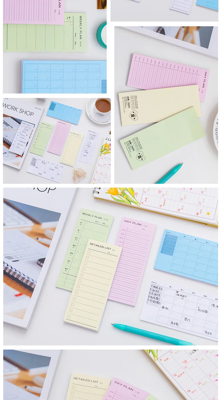 Милые Липкие заметки, кавайный мультфильм, чтобы сделать список Memopads, креативный еженедельный график, заметки, листы, планировщик для офиса, школы, канцелярские принадлежности