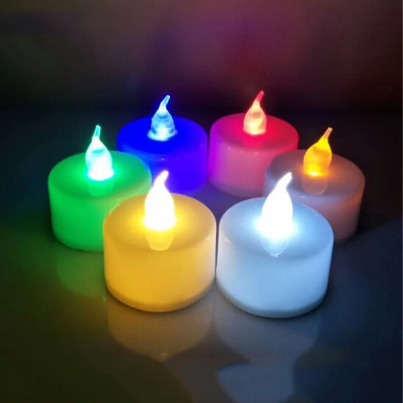 12pcs Flameless Led Tealight Tea Candles Wedding Party Light Colorful Lamp Decor