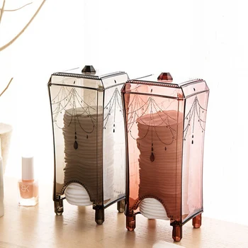 

Transparent Cotton Pad Storage Box Makeup Organizer Plastic Box Organizador De Maquiagem Cotton Frame Cosmetic Ball Dustproof
