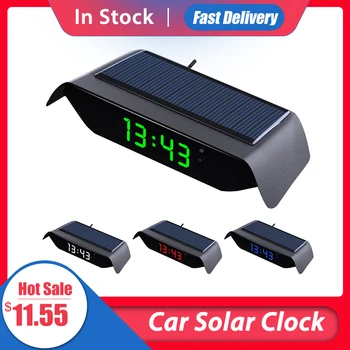 

4 In 1 Car Solar Clock Thermometer Luminous Precision Electronic Watch Temperature Monitor Automatic Brightness Adjustment