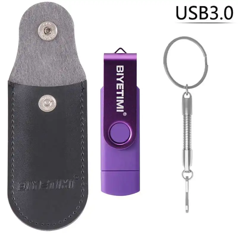 Biyetimi usb type-c 3,0 флеш-накопитель для телефона и компьютера 32 Гб 64 Гб 128 ГБ 256 ГБ реальная емкость флеш-накопитель Флешка usb - Цвет: Фиолетовый