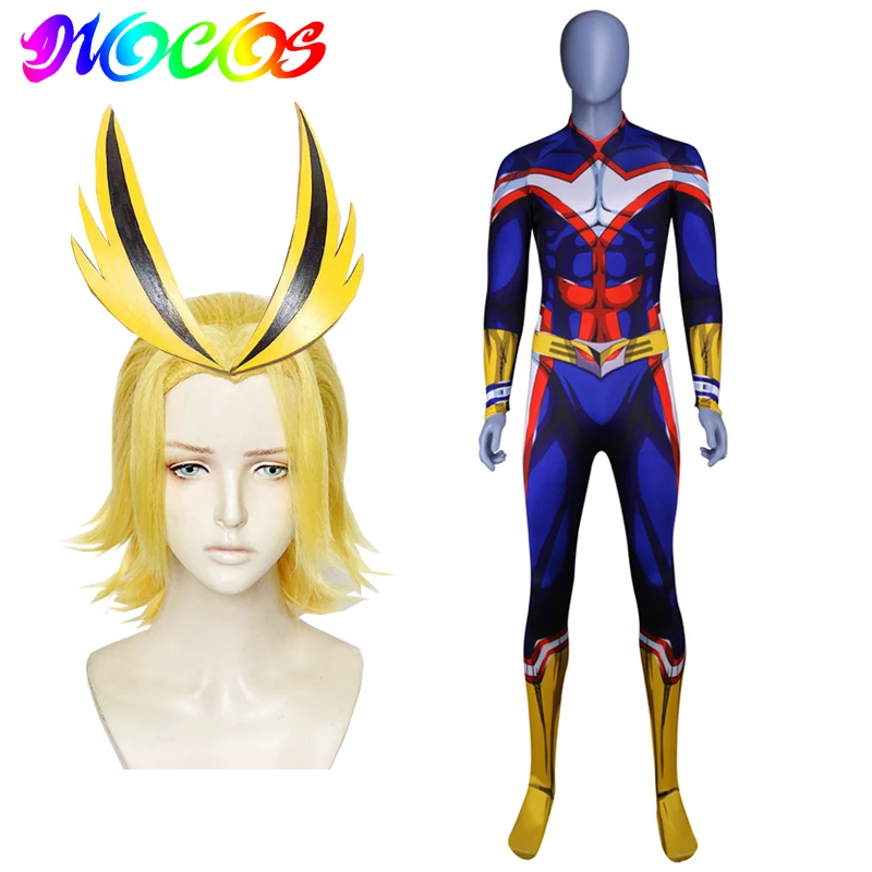 

DIOCOS Boku No My Hero Academia All Might Wigs Cosplay Costumes Zentai Lycra Spandex Blue Men Women Jumpsuits Cos Props