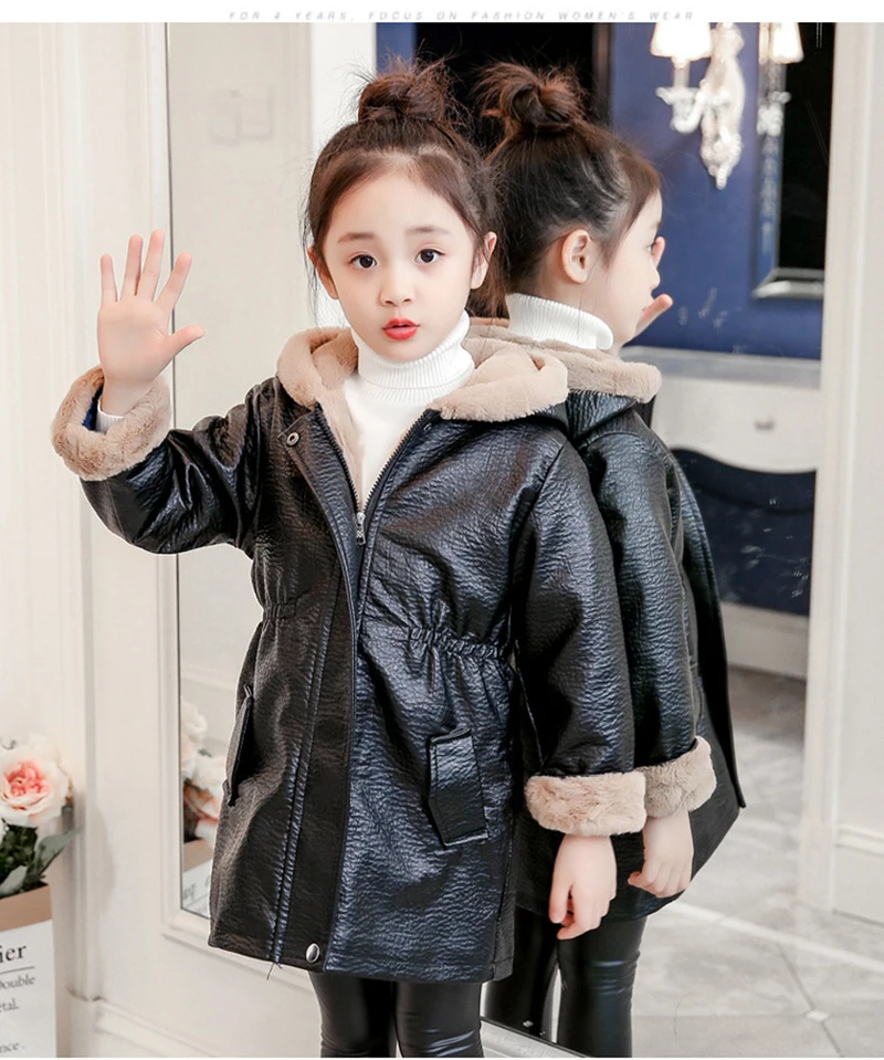 Одежда для девочек; куртки для девочек; зимнее пальто; manteau fille roupas infantis menina Winterjas Meisje Egirl Bonnet Fille Hiver Deri Ceket
