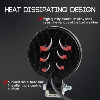 

Truck Working lights Work Flood Bulb Round 14-LED Lamp Waterproof IP68 Vehicles