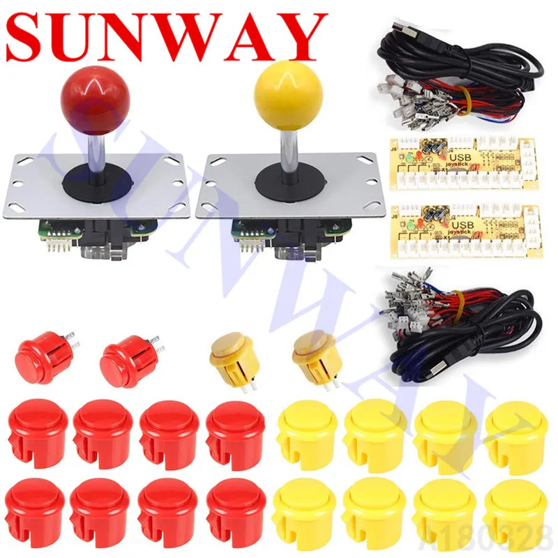 

2 players DIY Arcade Kit Zero Delay USB Controller PC Joystick + High quality Arcade Push Buttons for MAME & Raspberry Pi 3B