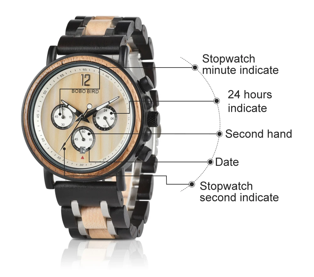 Мужские часы BOBOBIRD роскошные деревянные мужские наручные секундомер-хронограф Автоматическая Дата relogio masculino кварцевые наручные часы деревянная коробка C-S18