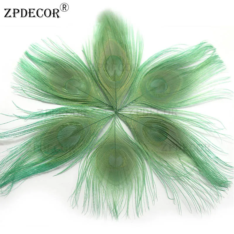 Zpdecor в течении 3-7 см Павлин перьевые кромки для украшения - Color: Mint Green