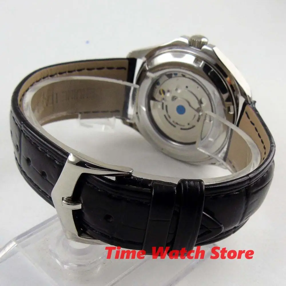 Bliger 40 мм Miyota квадратные наручные часы для мужчин водонепроницаемый кожаный ремешок Закат синий циферблат механические Автоматические Сапфировая сталь b243