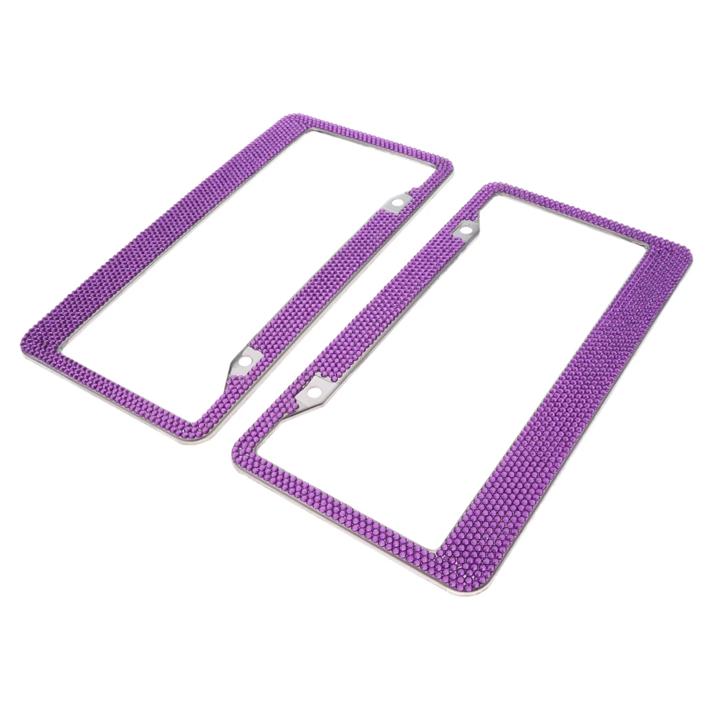 2x1" x6" Рамка для номерного знака, блестящие стразы, кристалл, бриллиант, 8 строк, черный/серебристый/фиолетовый/синий/красный