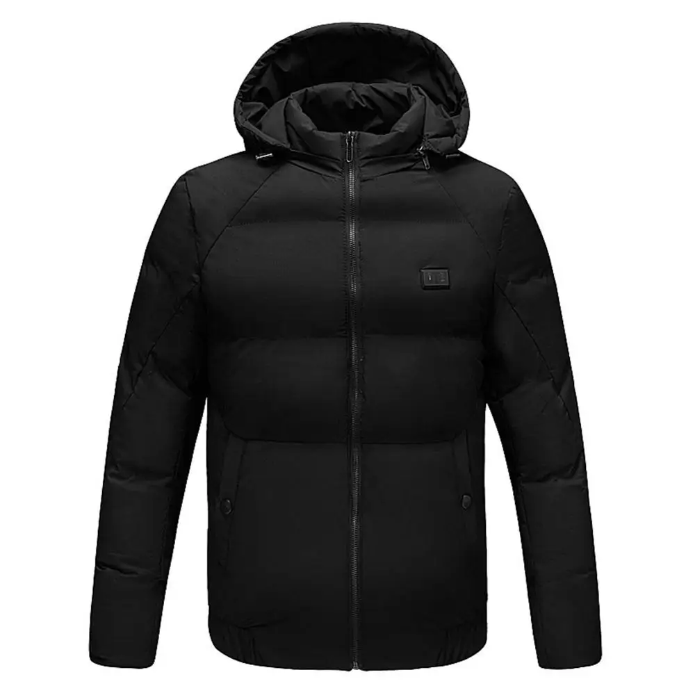Теплые куртки, модные мужские и женские куртки с электрическим подогревом, куртки с капюшоном с электрическим подогревом, теплые зимние термопальто - Цвет: Black