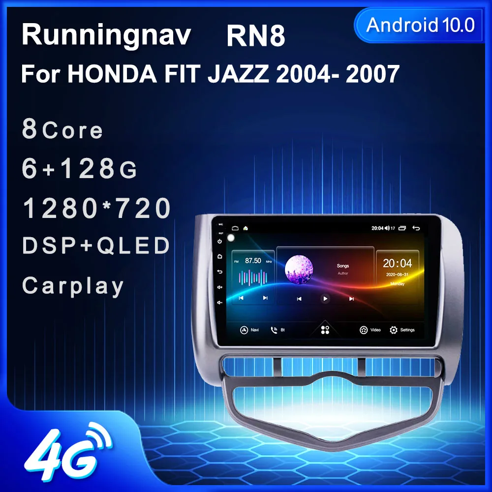 Мультимедийный плеер для HONDA JAZZ City Android 10 1 4G LTE 2002-2004 2005 2006 2007 авто A/C стерео GPS радио
