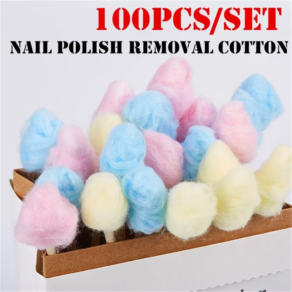 

100Pcs/Set Manicure UV Gel Nail Polish Soak Off Remover Cotton Lint-Free Wipes Cotton Nail Art Tips Soft Colorful Wipes Napkins