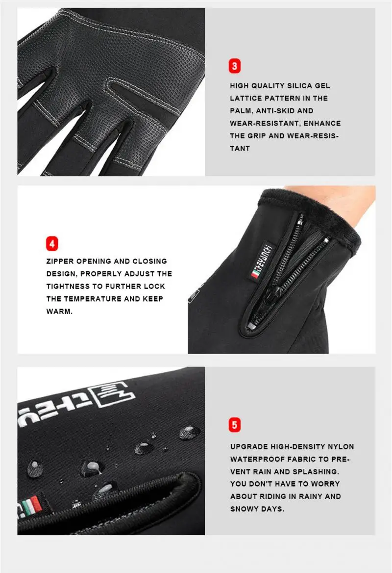2022 1Pair Outdoor Winter Fishing Gloves Exposed Two-finger Non-Slip Screen Waterproof Non-slip Wrist Elastic Warm Fishing Glove
